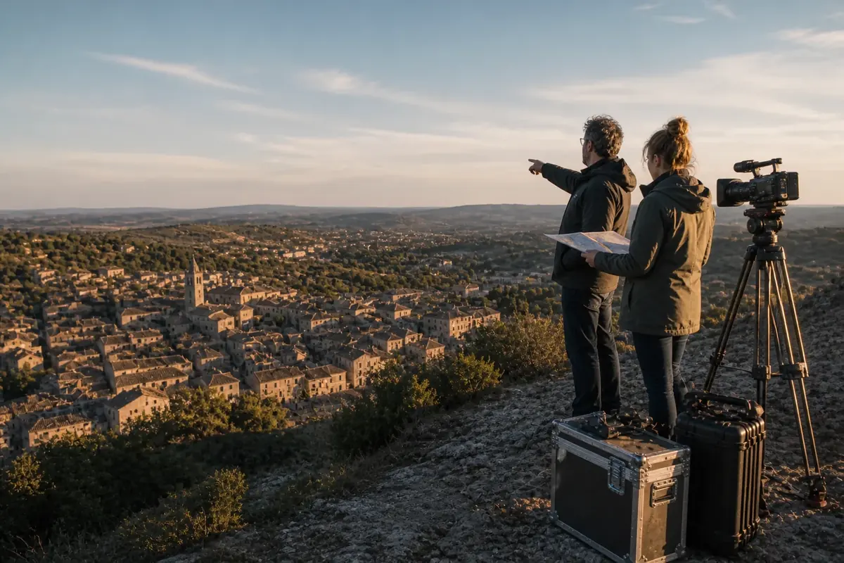 Équipe audiovisuelle préparant un tournage dans plusieurs territoires français
